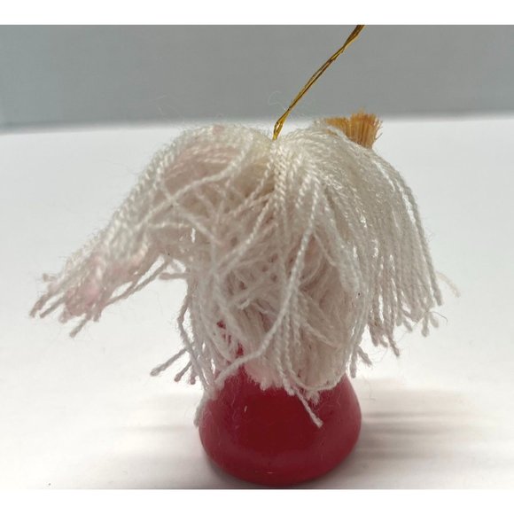 Cleaning Elf with Broom Wood Christmas Tree Ornament 2.75" Tall Vintage - Picture 3 of 5